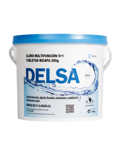 ISODELSA 5+1 Bicapa 200 g 5 kg | Cloro multifunción para piscina
